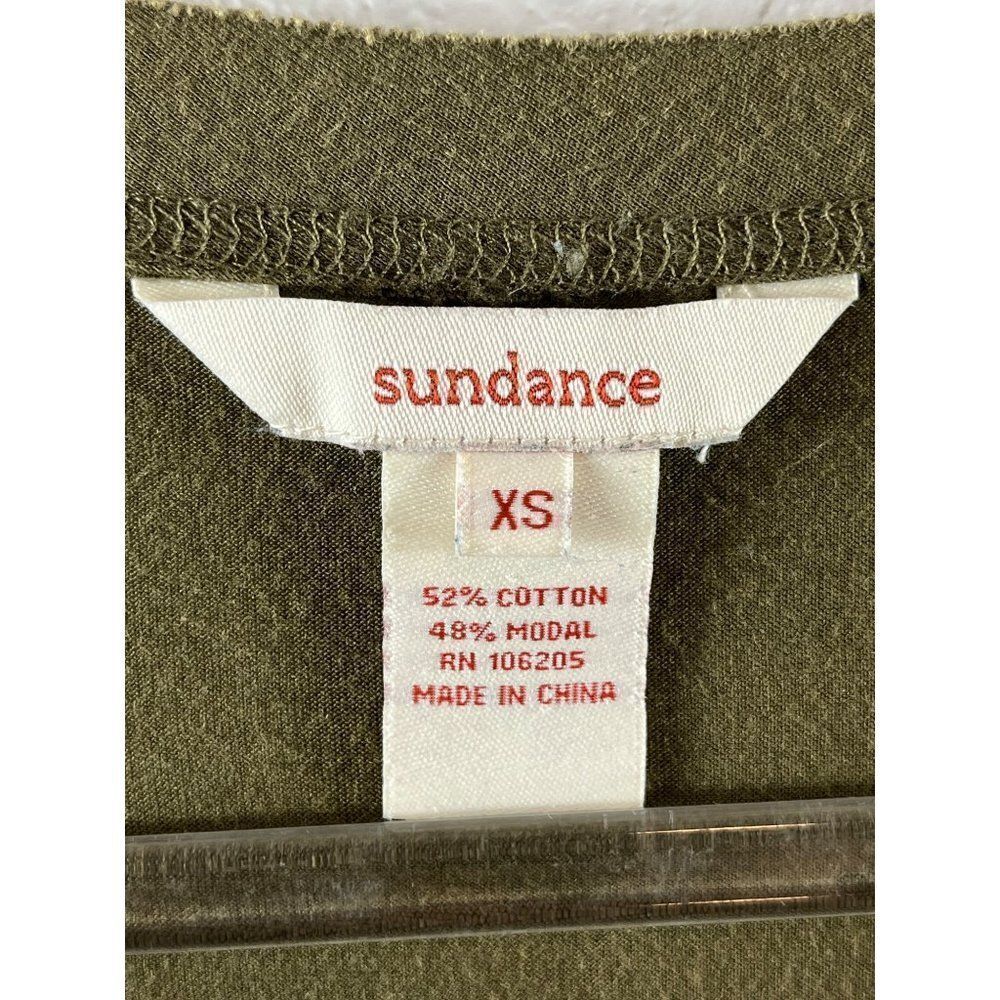 Sundance Side Inset Pocket Long Sleeve Modal Tee Shirt Top Size XS Olive Green - Picture 5 of 6